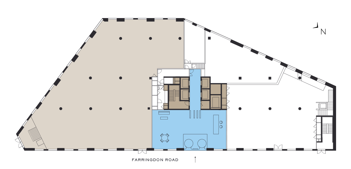 Ground Level Floorplan - Office Space - The Ray Farringdon